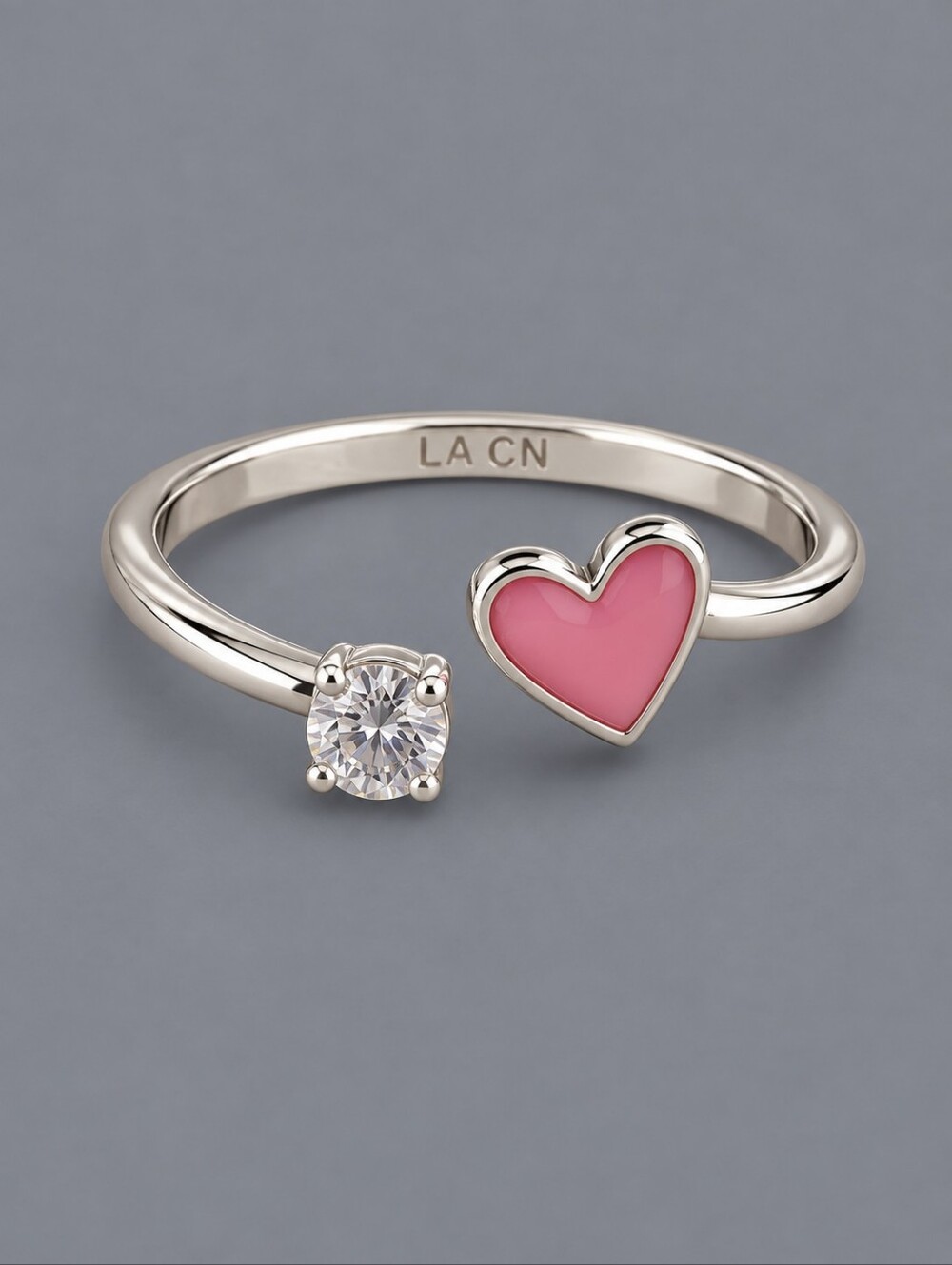 LA CN Silver Plated Heart Bypass Ring Size 9 - Picture 1 of 5